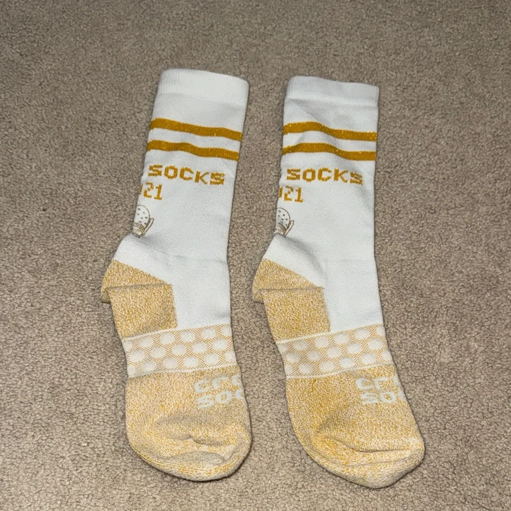 Crocs Socks 2021 White/Gold Shimmer Large